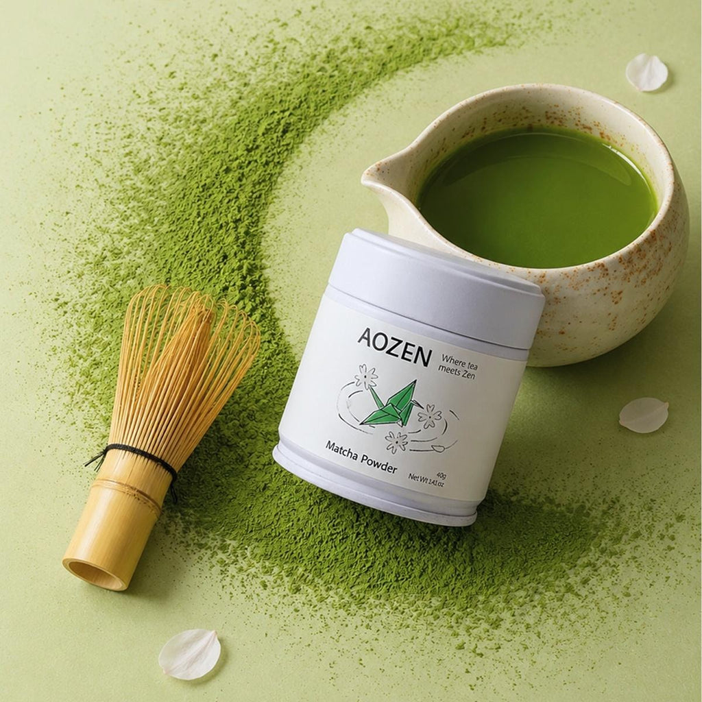 Matcha Powder 1.41 oz+ Chasen Bamboo Tea Whisk 【Japanese Matcha Whisking Set】【DIY Matcha Latte Essential】