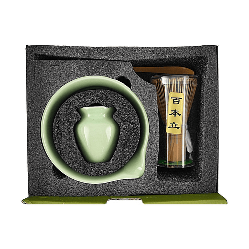 Matcha Whisk Set with Spout, Includes Bowl Whisk and Scoop 1 pcs + Matcha Powder 1.41 oz*1 Pcs【100% Pure, Zero Sugar, No Additives】【Clean Label】【Ideal for Matcha Lattes, Baking & Smoothies】